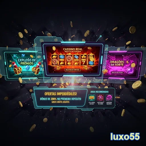 Ofertas imperdíveis do cassino Real no Luxo55, mostrando jogos e promoções exclusivas.